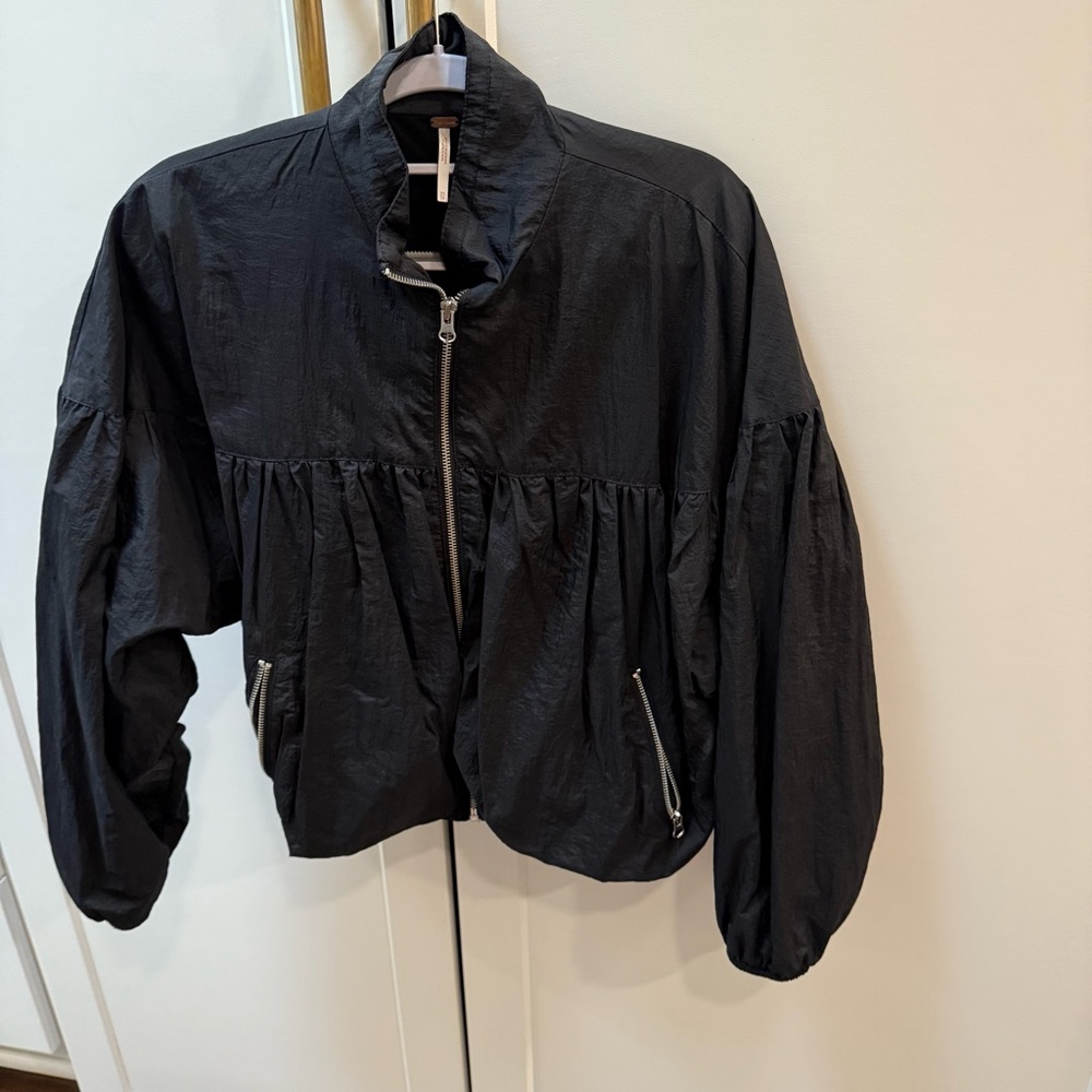 Free People Black Bomber Jacket